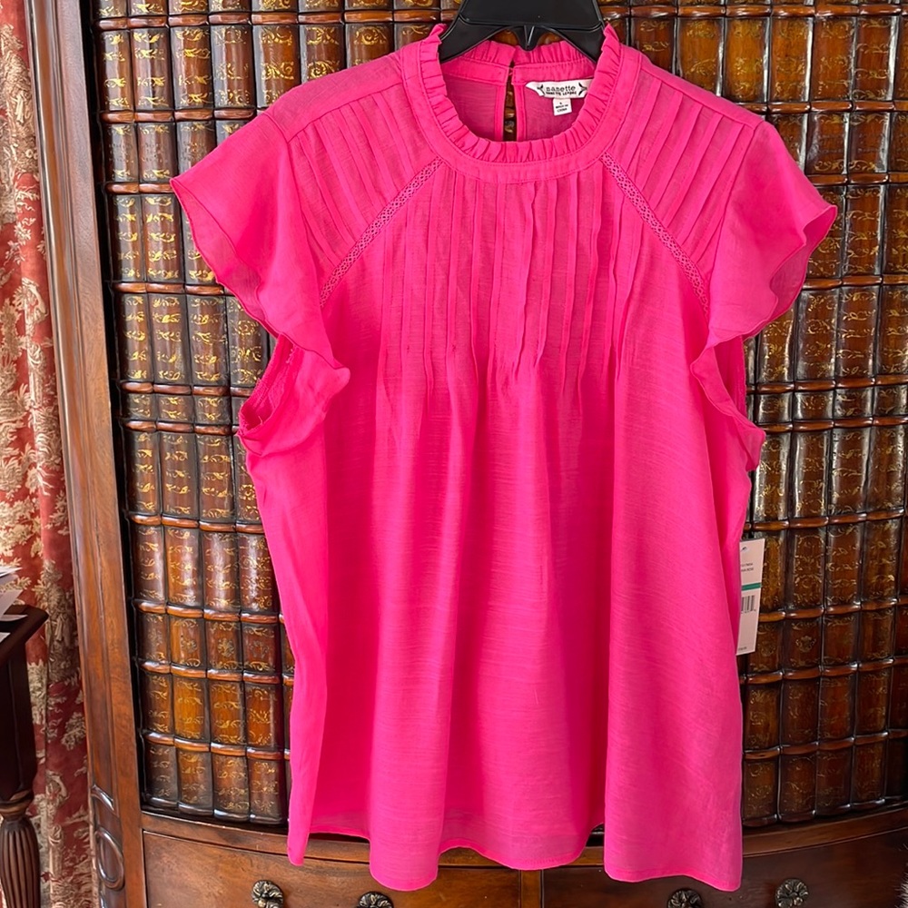Nanette Lepore fuschia flutter sleeve top